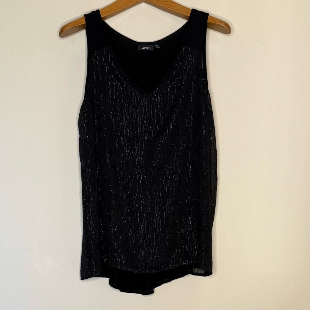 Black Sleeveless Shimmer Flowy Tank Top size 0X